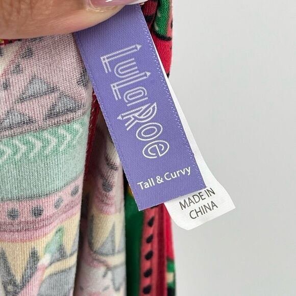 LULAROE Tall & Curvy Santa Claus Aztec Kwanzaa High Rise Christmas Leggings - Picture 9 of 13